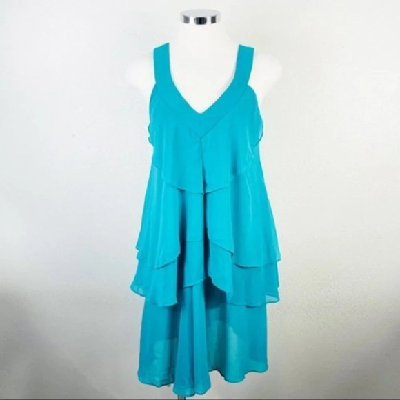 MM COUTURE BY MISS ME Turquoise Ruffled Dress New Medium - Picture 10 of 11